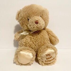 Birbaby Teddy Bear Plush Tan Brown Satin My Best Friend Stuffed Animal Toy 9”
